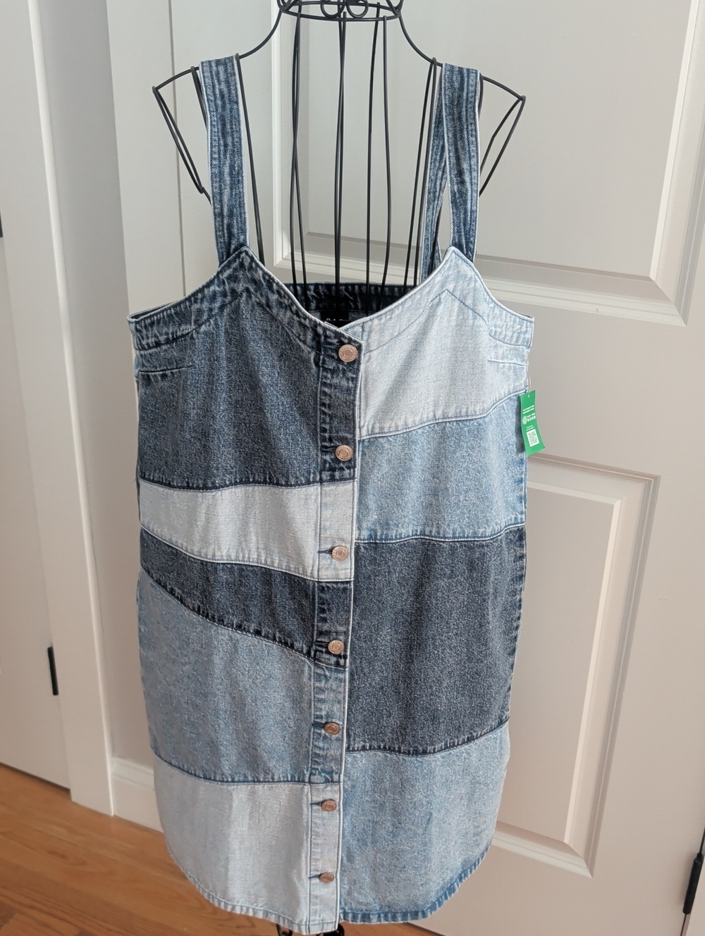 Nwt Gap Patchwork Denim Button-Front Women’s Dress - Blue